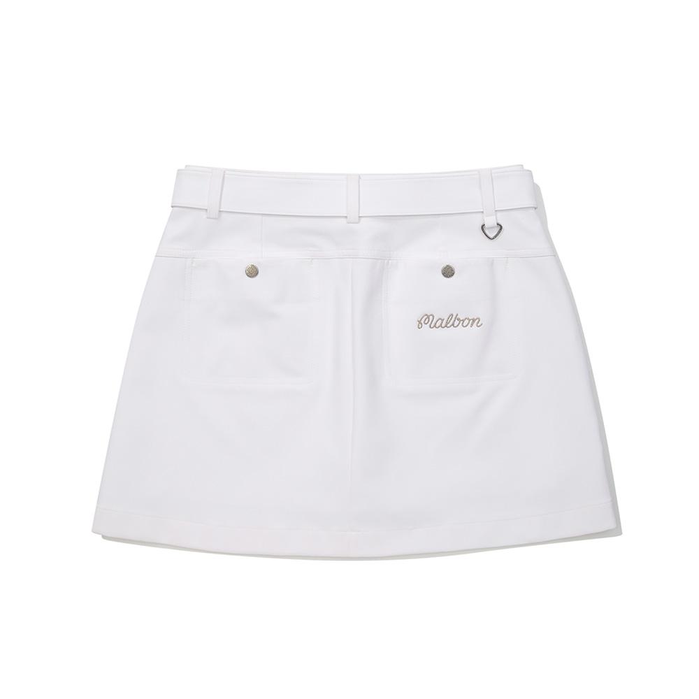 MALBON GOLF H-Line Optional Belt Cargo Skirt White (Woman)
