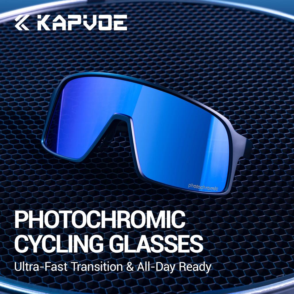 KAPVOE Men MTB Bike Cycling Sunglasses Sports Cycling Glasses Photochromic Bicycle UV400 Camping Equipment Outdoor Eyewear
