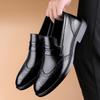 Carved Block Leather Business Dress Casual Leather Shoes Men's British Round Head Loafers Men's Shoes