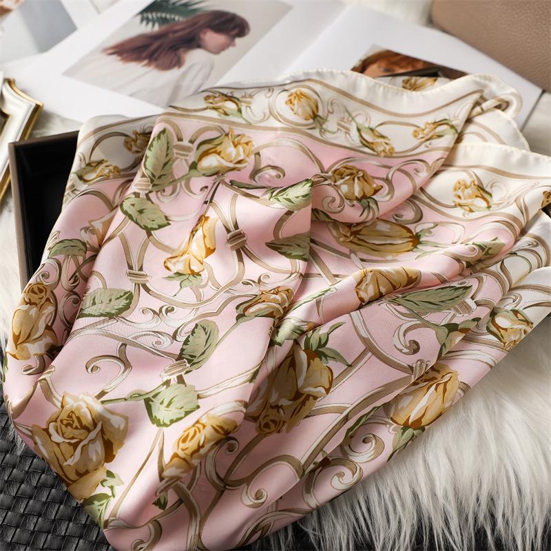 Luxury Design 70*70cm Horse Print Silk Square Scarf Women Soft Satin Hairband Neckerchief Office Hijab Headband Foulard