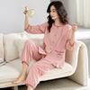 Pure Cotton Pajamas Women's Seven-quarter-sleeved Nine-point Pants Thin Cotton Summer Large-size Loungewear Set Spring and Autumn Cardigan