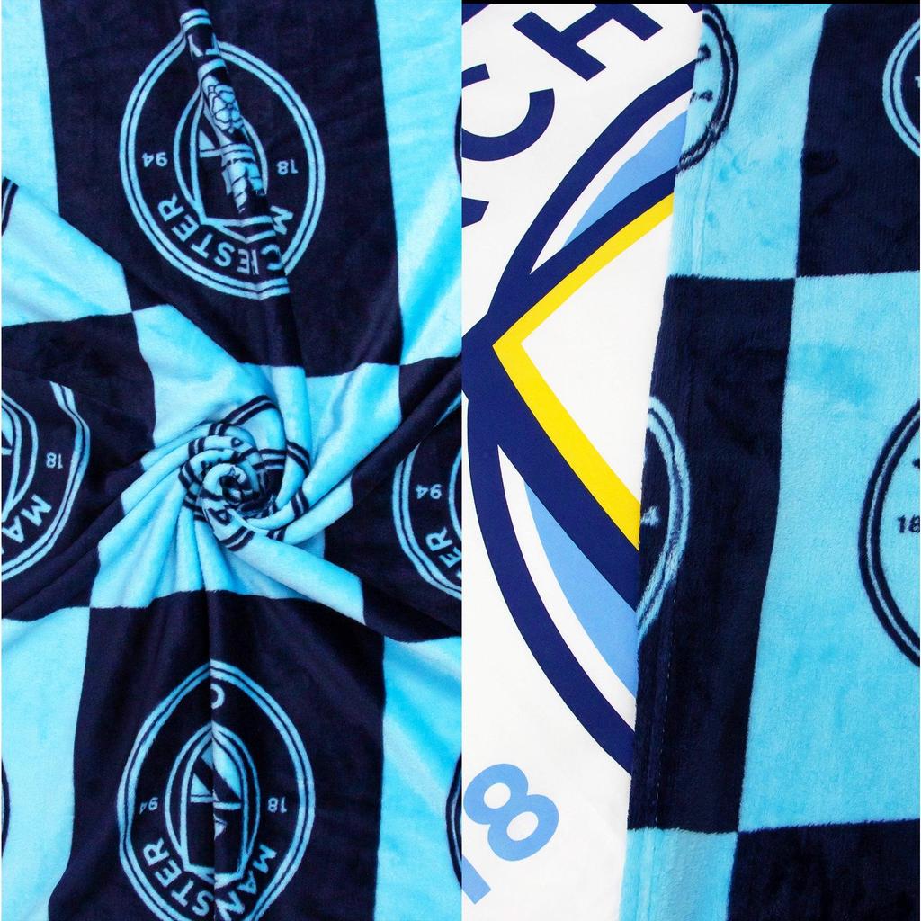 Manchester City FC Fleece Checkered Blanket