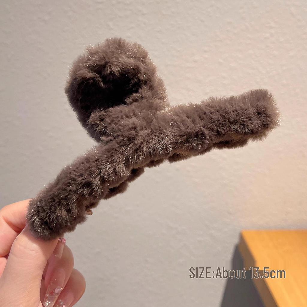 Plush Fluffy Large Claw Hair Clip for Women - High-End Shark Clip Hair Accessory