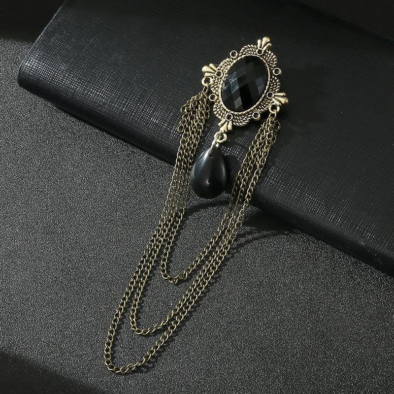 Crown Gold Silver Tassel Brooches For Women Men Pin Party Casual Lapel Pins Accessory Gift Suit Tassel Brooches Jewelry