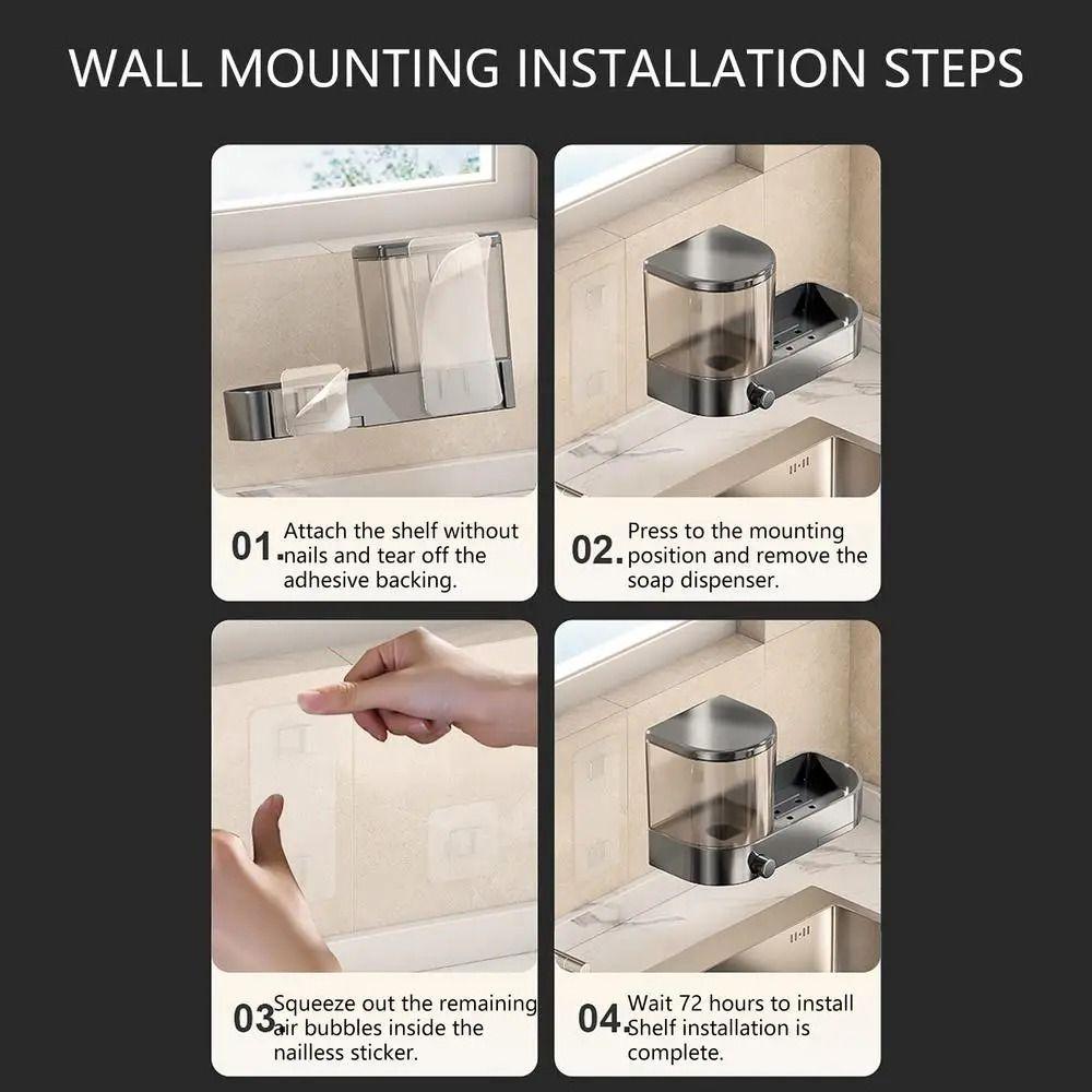 with Sponges Holder Wall Mounted Soap Dispenser Large Capacity Hand Soap Jar  Bathroom