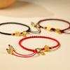 Natural Hetian Jade Peach Blossom Red Rope Bracelet for Women, Light Luxury Niche Exquisite Ladies' Zodiac Jewelry