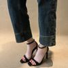 Fashion Sexy Open Toe High Heels Women 2025 Summer New Square Toe Slim Stiletto Ankle Strap Elegant Sandals