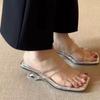 Fashion French Transparent One-word Sandals and Slippers for Women In Summer 2025 New Versatile High-heeled Sandals