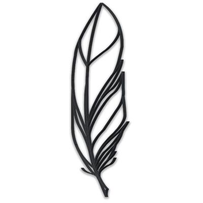 [A3248] - XXL-Metalldekoration 'Plume' schwarz - 90x27 cm