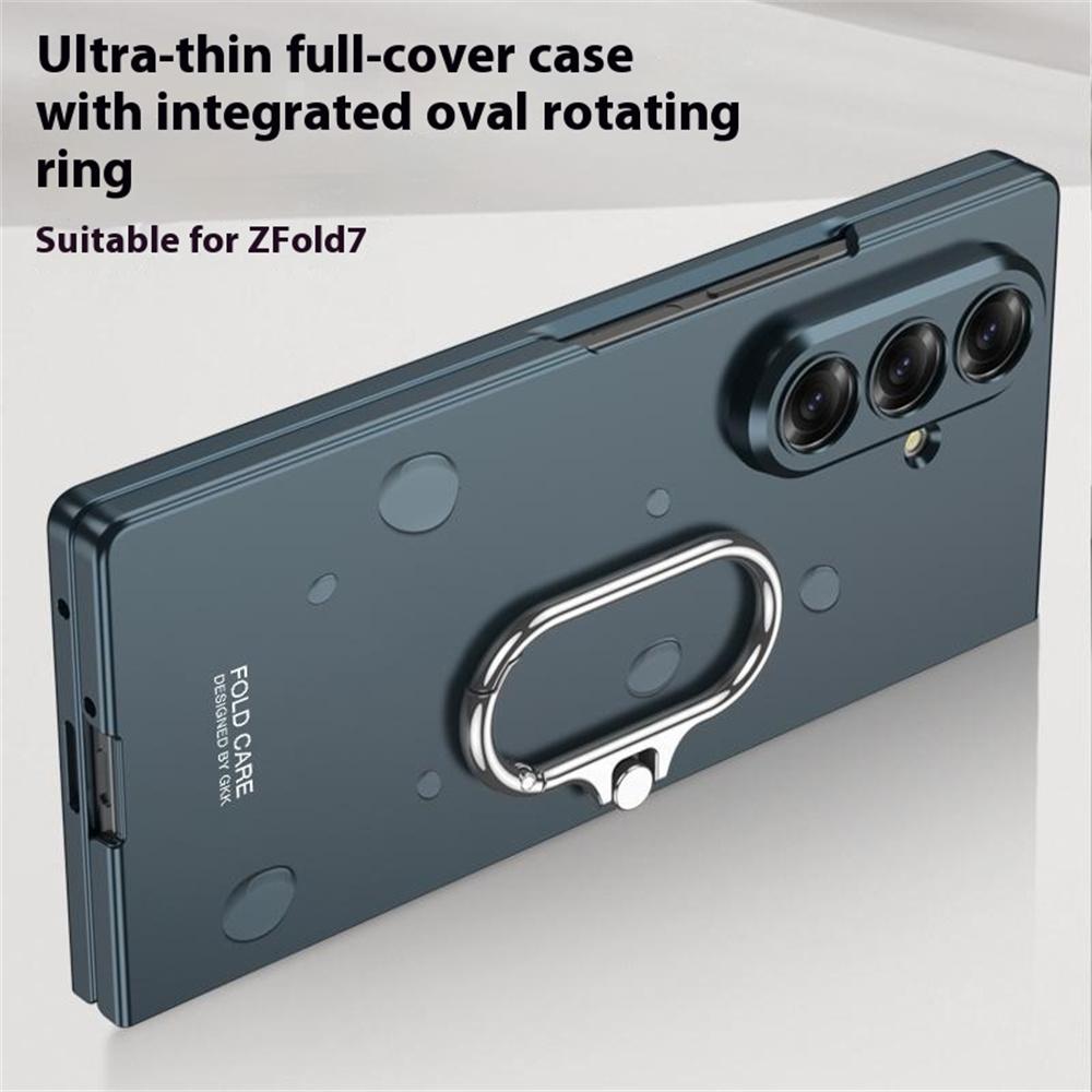 GKK For Samsung Galaxy Z Fold7 5G Case Oval Kickstand Hard PC Phone Back Cover with Small Film