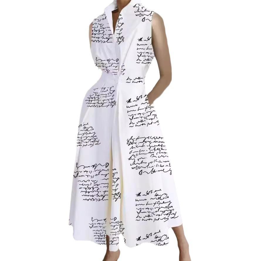 Plus Size Commuter Fashion POLO Neck Lining Long Short Sleeve Loose Pendulum Dress