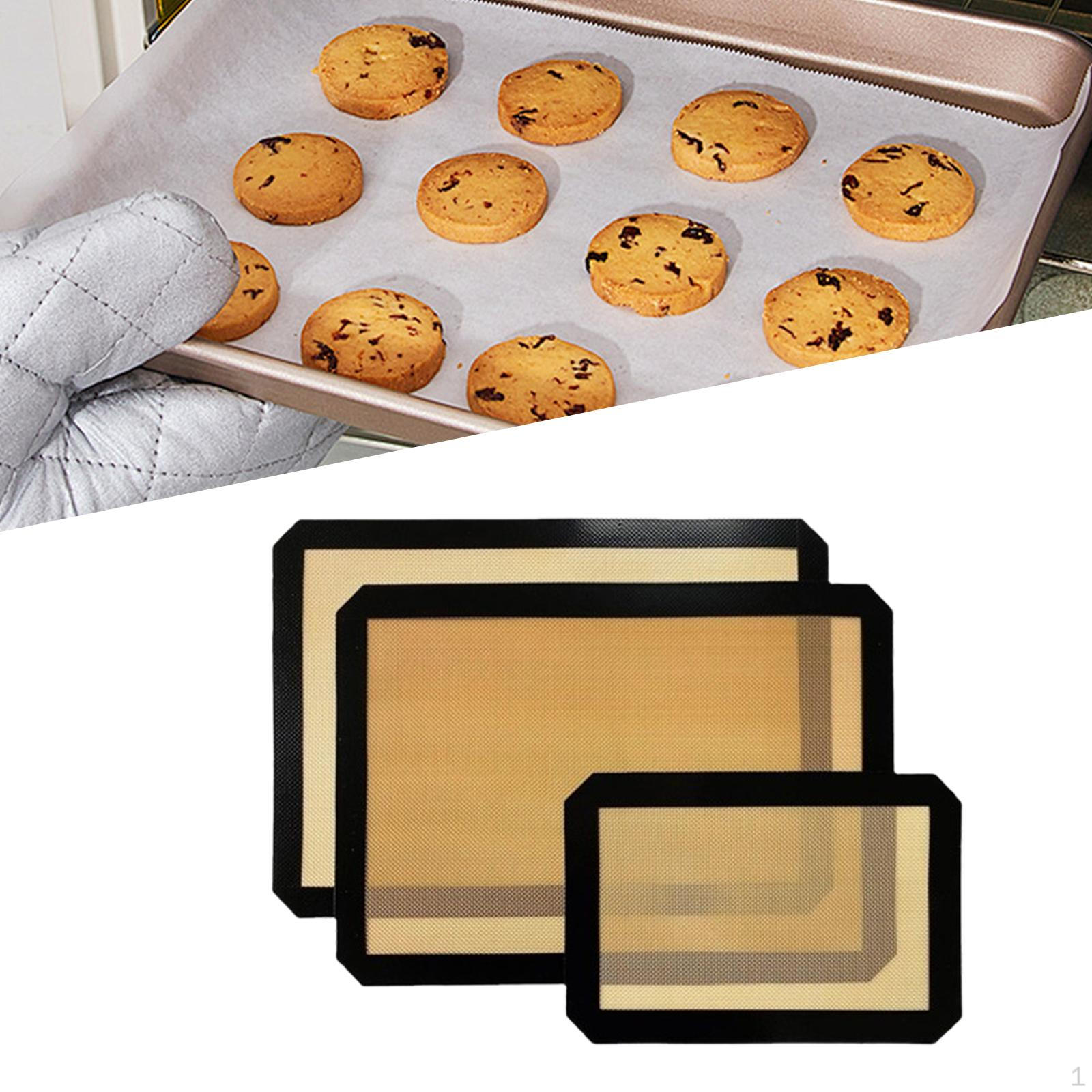 

3 Pieces Silicone Baking Mat Cookie Sheet Non Stick Reusable,Oven Sheet,Food Safe чорний