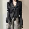 Karrram Gothic Schwarzes Hemd Dunkle ästhetische Bluse Frauen Unregelmäßige Designerkleidung Emo Alt Kleidung Grunge Tops Y2k