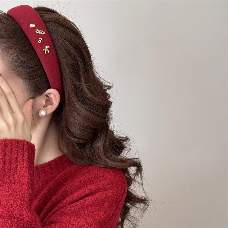 Lucky Red Hairband for Women New Year Aesthetic Headpiece Festive Hair Accessory for Party Gift