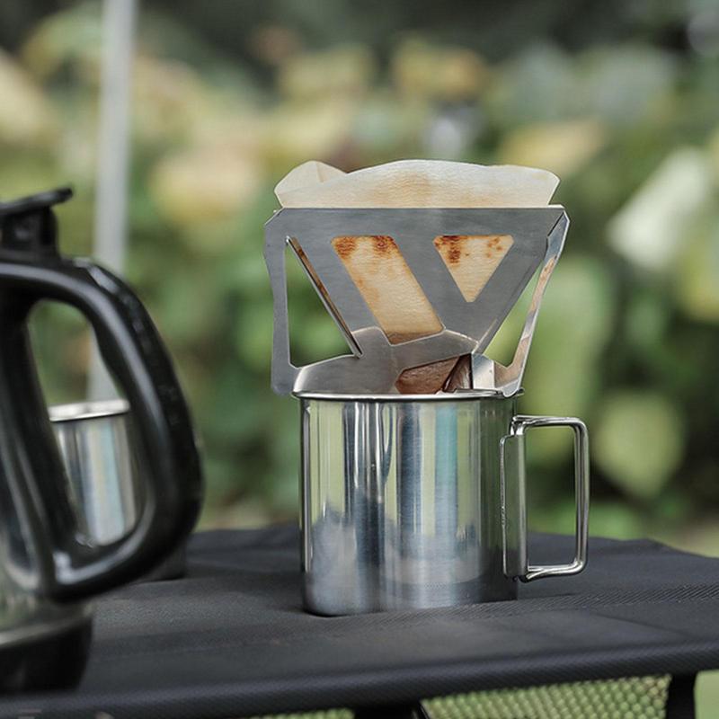 Reusable Foldable Stainless Steel Coffee Filter Holder Pour Over Coffees Drip Mesh Coffee Tea Filter Basket Tools