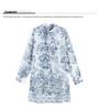 2026 Spring Women's Blue & White Porcelain Stand Collar Long Sleeve Shirt, Chinese Style, Slim Fit, Pure Cotton