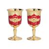 2pcs Metal Goblets Exquisite Painted Flower Pattern Vintage Court    E Glass for Bar Drinkware Gift