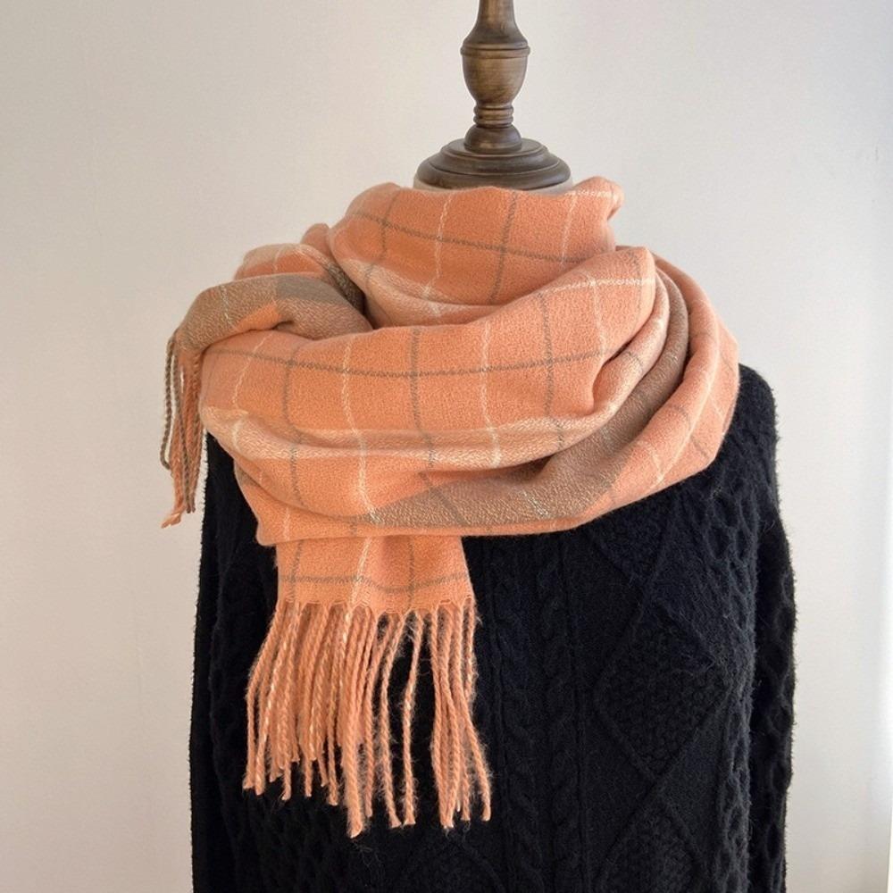 

Long Plaid Knitted Scarf Imitation Cashmere Double-sided Scarf Classic Men Thick Shawl Outdoor помаранчевий