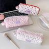 Large Capacity Pen Bag Quilted Zipper Pen Pouch Portable Pencil Case