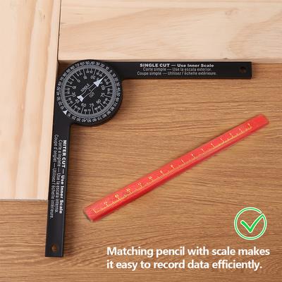 Miter Saw Protractor with Pencil Angle Gauge Protractor High Precision Inside & Outside Miter Angle Finder for Building Trades