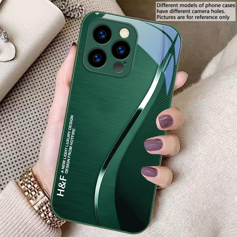 

Green gradient silk For iPhone 16 E 15 14 13 Plus 12 mini 11 Pro Max XR Xs Max X 7 8 P lus 6 6S 2022 Tempered Glass Phone Case iPhone 15 Pro Max