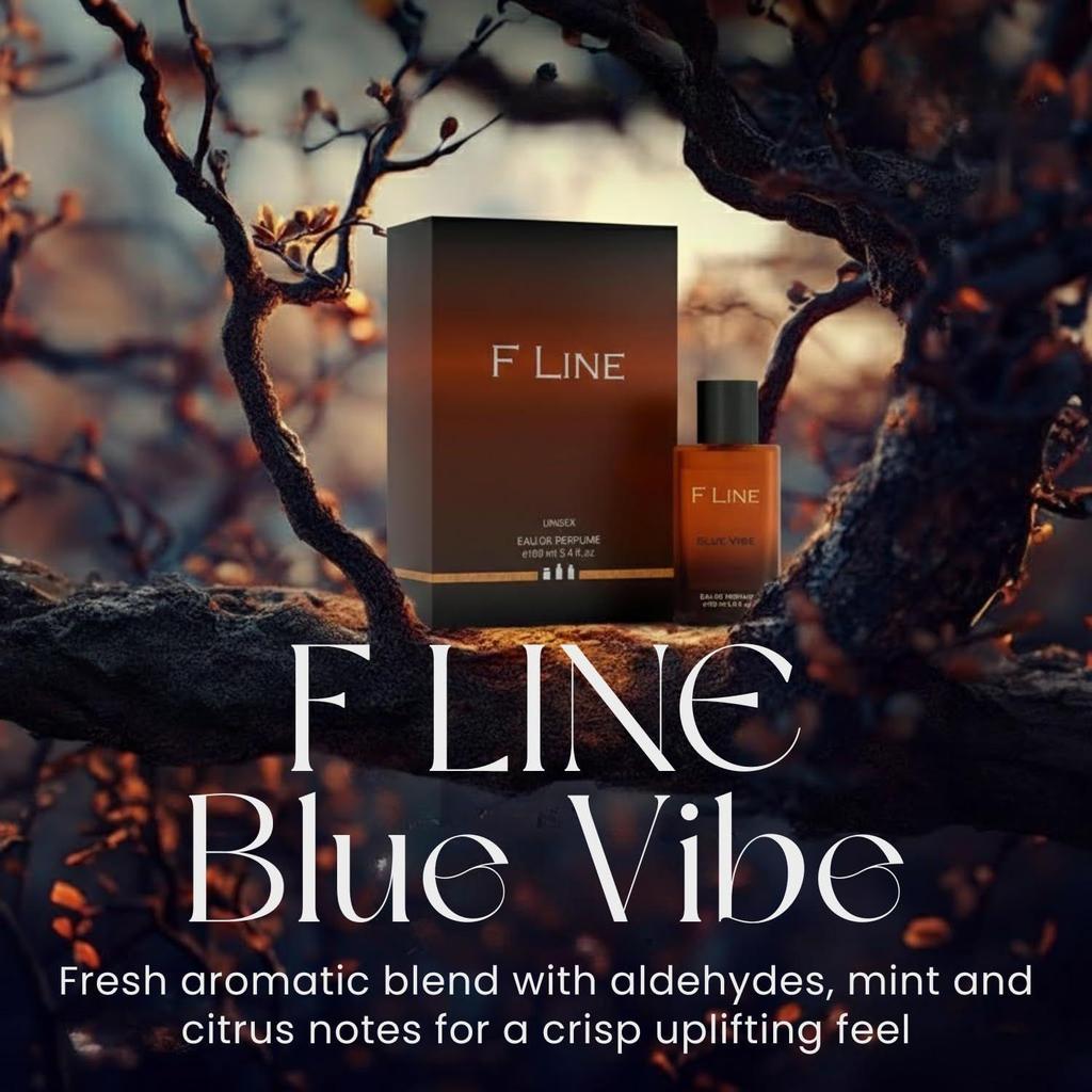 F LINE Blue Vibe Unisex Eau De Parfum  | Luxury Long-Lasting Perfume with Aldehydes | Mint | Bergamot | Orange | Lemon & Neroli |