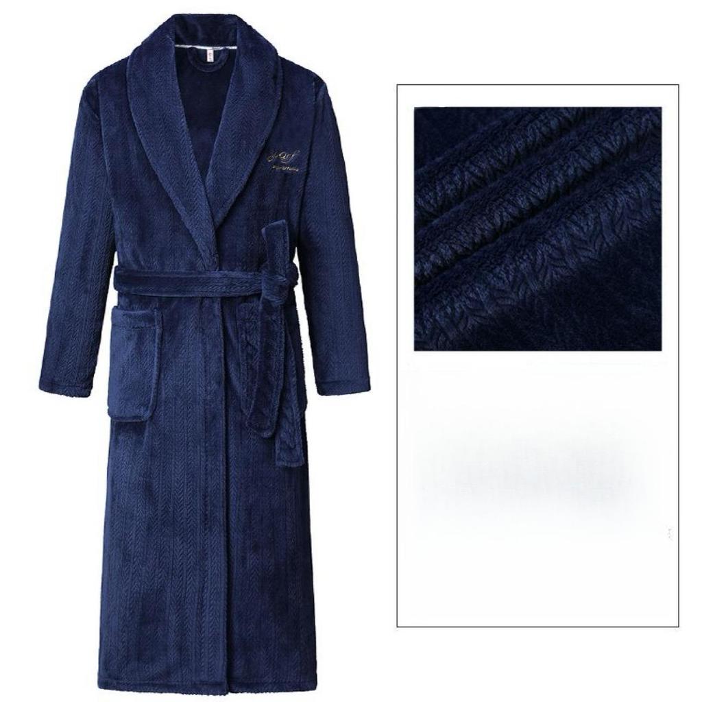 Herren Bademantel Winter Flanell Lang Robe Paar Verdickte Warme Nachtwäsche Plus Size Nachthemd Damen Lose Homewear