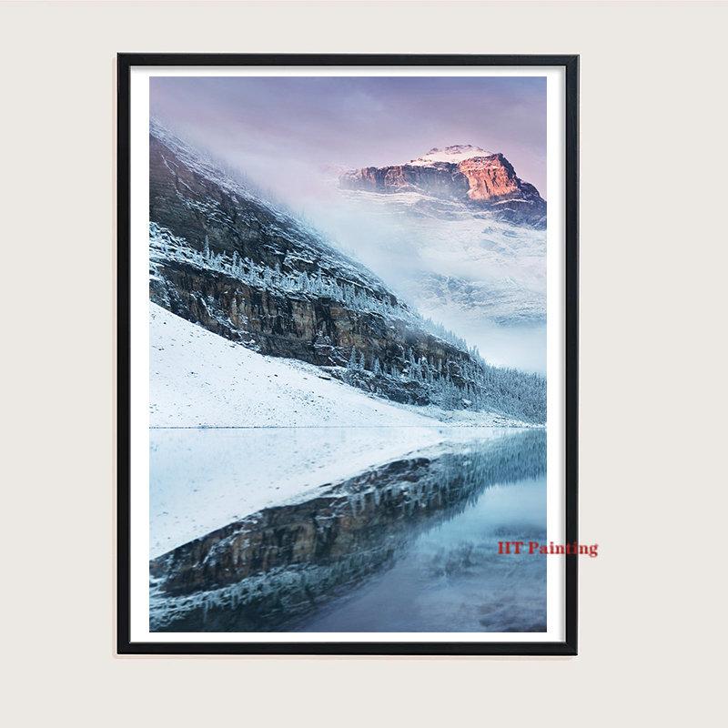 Triptych Prints Winter Mountain Sunset Lake Landscape Photo Poster Canvas Painting Nature Scenery Wall Art Pictures Home Decor