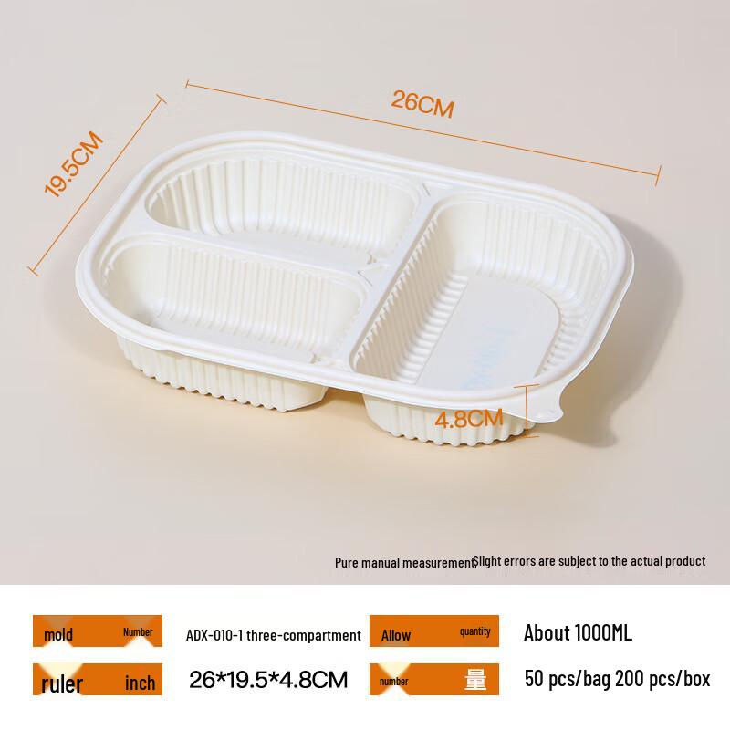 Biodegradable Corn Starch 3-Compartment Meal Box