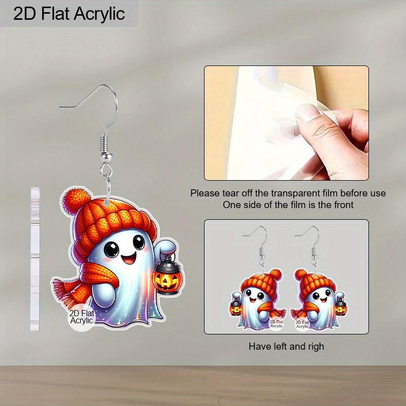 2D Flat Halloween Acrylic Earrings Decorated with Pumpkin Ghost Pattern Pendant Jewelry Ladies Holiday Gift