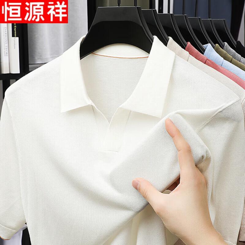 Men s Business Casual Seagull Collar Knit T-shirt L