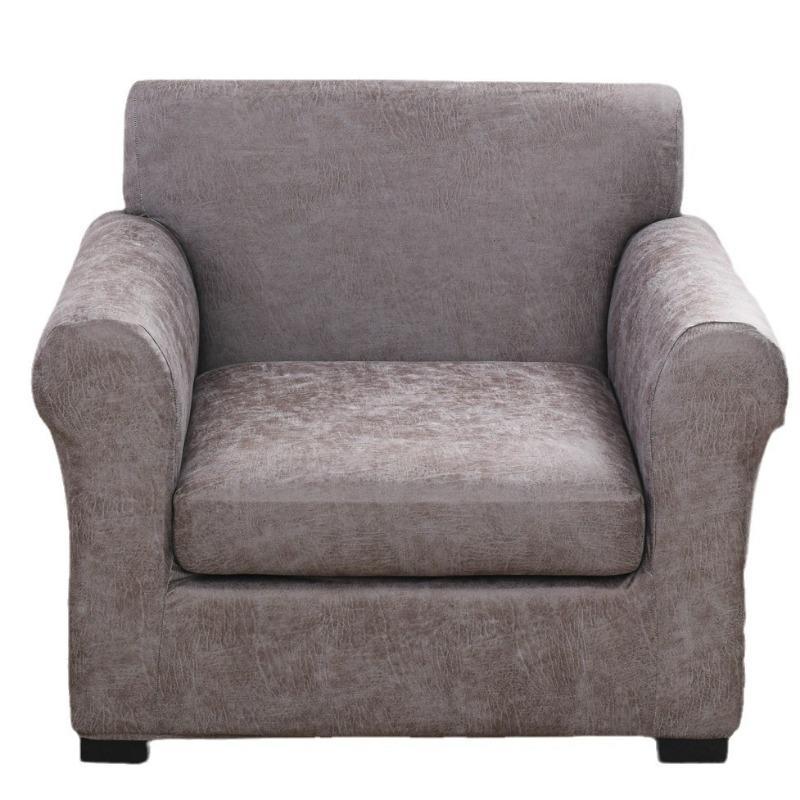 Couchbezug im Kunstleder-Look Stretch Einzelsofa Sessel Überwurf Möbelbeschützer Weich mit elastischem Boden Sesselbezug