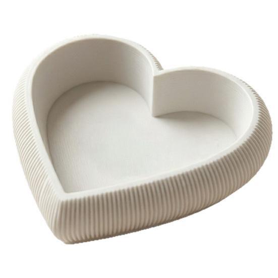 Minimalist Jewelry Holder Heart Shaped Tray, 3D Printed Ring Necklace Earring Holder, Small Organizer Romantic Desktop Trinket Dish for Dresser