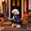 Dog Dress Halloween Tulle with Bow, Skull Print Pet Outfit, Princess Girl Party Costume for Small Dogs Cats Summer Clothing