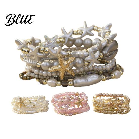 Starfish Beaded Bracelet 1 Set Bohemian Bracelets for Women Coastal