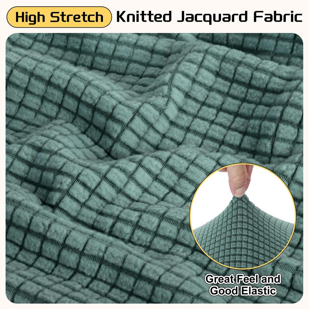 uxcell Square Jacquard Ottoman Slipcover with Elastic Stretch Footrest Stool Cover for Living Room Furniture Protector Large Bottom, (Green, Size)