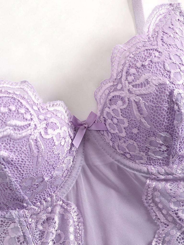 Multi-Color Lace Sexy See-Through Push-Up Camisole and Fishbone Bra Lingerie