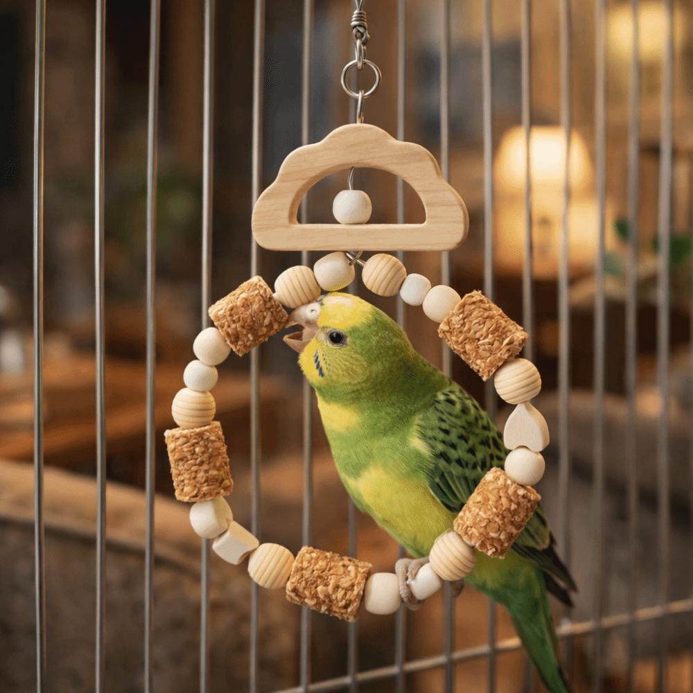 Hanging Bird Swing Toy Wooden Bird Climbing Stand Grinding Claws Chewing Perch  Training Purpose