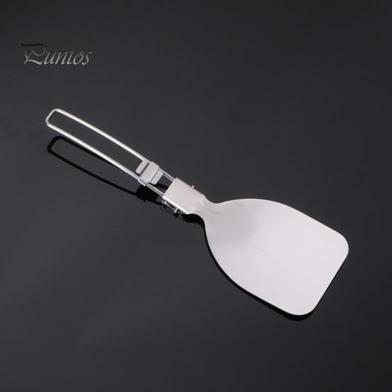 Outdoor Cooking Utensil Stainless Steel Camping Heat-Resistant Non-stick Foldable Handle Portable Turner BBQ Spatula Colander Spoon Durable