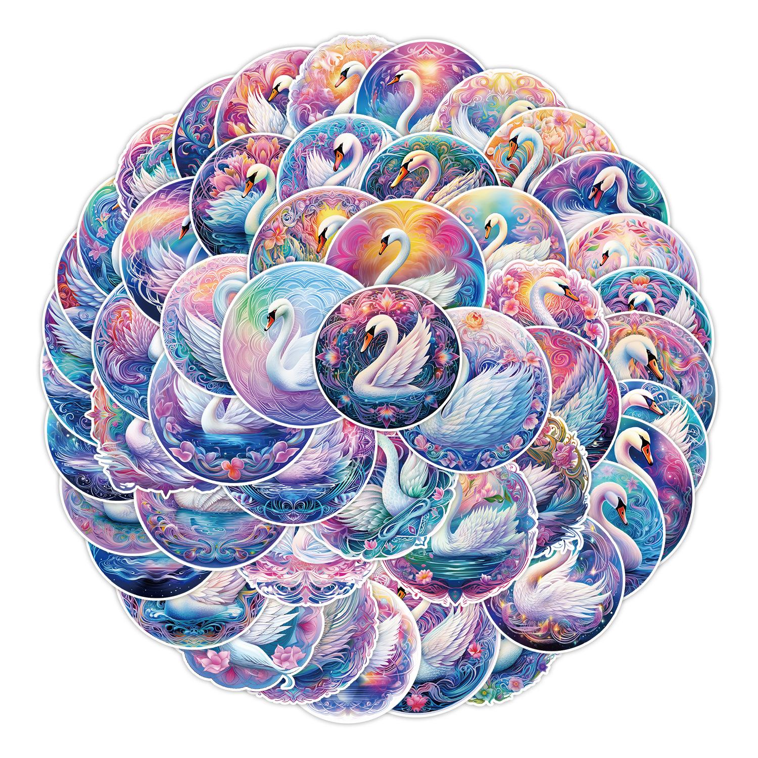 

Набор из 50 не повторяющихся наклеек «Хрустальный лебедь», водонепроницаемые креативные наклейки для чашки для воды, компьютера, наклейки для детского рукописного дневника