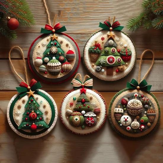 DIY Christmas Felt Patch Kit Holiday Craft Set with Pre-Cut Felts Sheet Handmade Fabric Sewing Crafting Supplies for Tree Home Decor