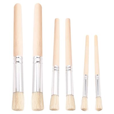 M-Modern-6Pcs Wooden Stencil Brushes For Painting On Wood, Natural Bristle Stencil Brush Art Brushes For Acrylic Paint,(3 Sizes)