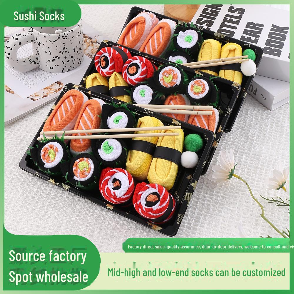 

Women s Autumn & Winter Sushi Socks: Pure Cotton, Long, Sweat-Absorbent, Deodorant. Includes Salmon Gift Box. Hot-Selling Design. Women s One Size [35-40]