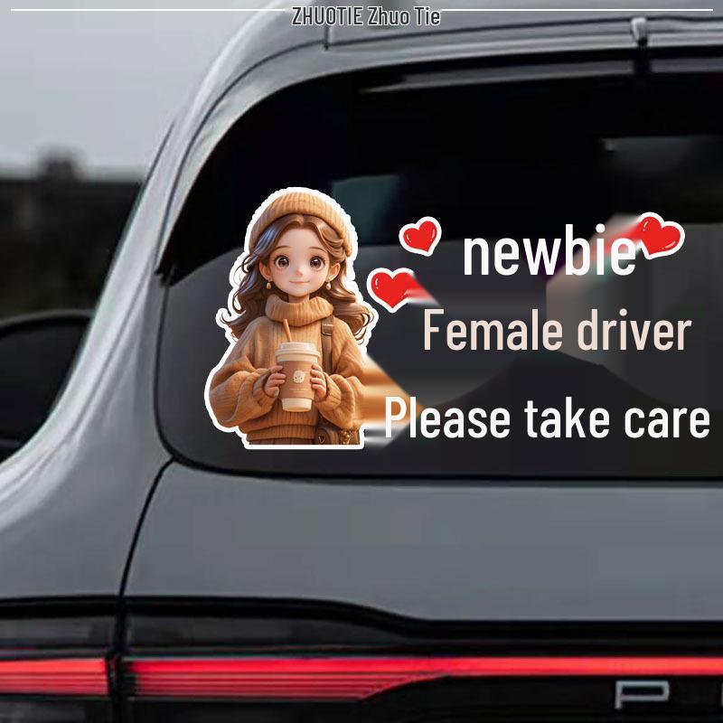 New Female Driver Reflective Rear Windshield Waterproof Warning Sticker