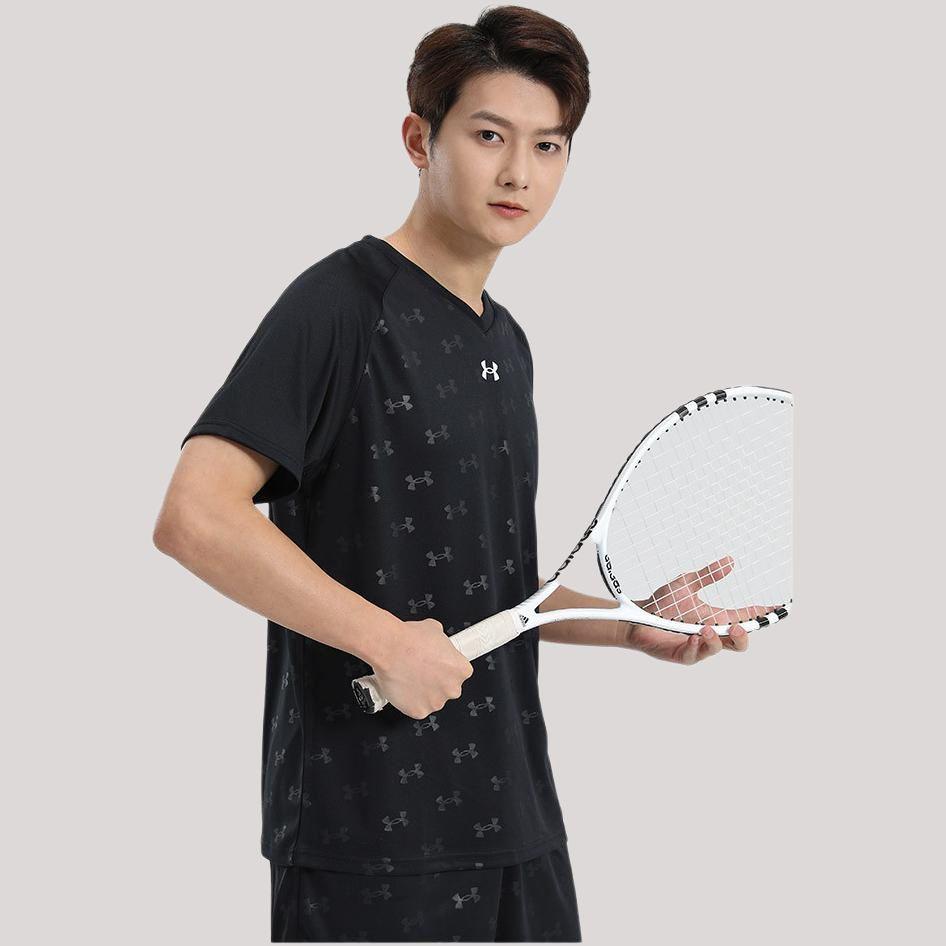 Under Armour Loose Fit V-Neck Quick-Dry Breathable Short Sleeve T-Shirt Unisex Tops Navy-Blue 21500531-409