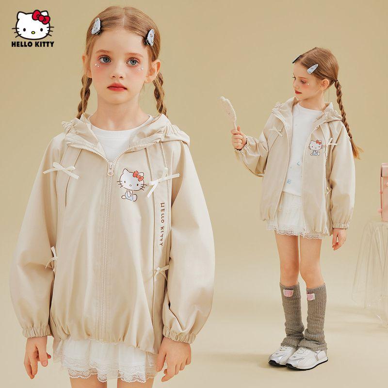 Hello Kitty Girls' Spring Jacket 2025 New Cartoon Children's Spring Top Off-White Girls' Clothing