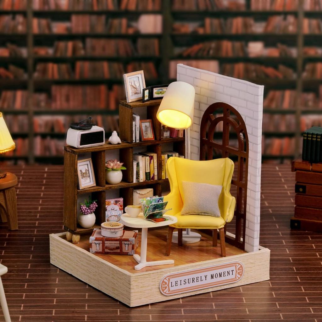 CUTEROOM Dollhouse Wooden DIY Miniature House Kit with LED Light and Dustproof Perfect for Decoration or As a Holiday or Birthday Gift for Adults and