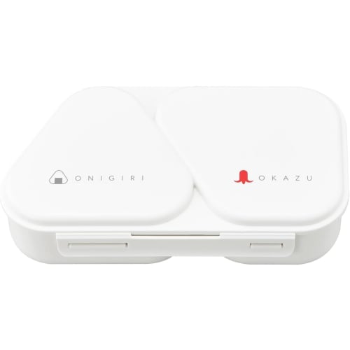 OSK Onigiri Lunch Box, White, 465ml, Made in Japan, Holds Onigirazu Rice Balls and Side Dishes, Microwave Safe, Includes Pressed Mould, Simple, Stylis