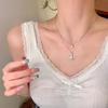 Fashion Silver Color Starfish Imitation Pearl Pendant Necklace for Women Simple Double Layered Clavicle Chain Necklace Jewelry