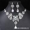 Fashion Necklace And Earrings Set - Leaf And Droplet Wedding Set - Bride's Jewelry Set